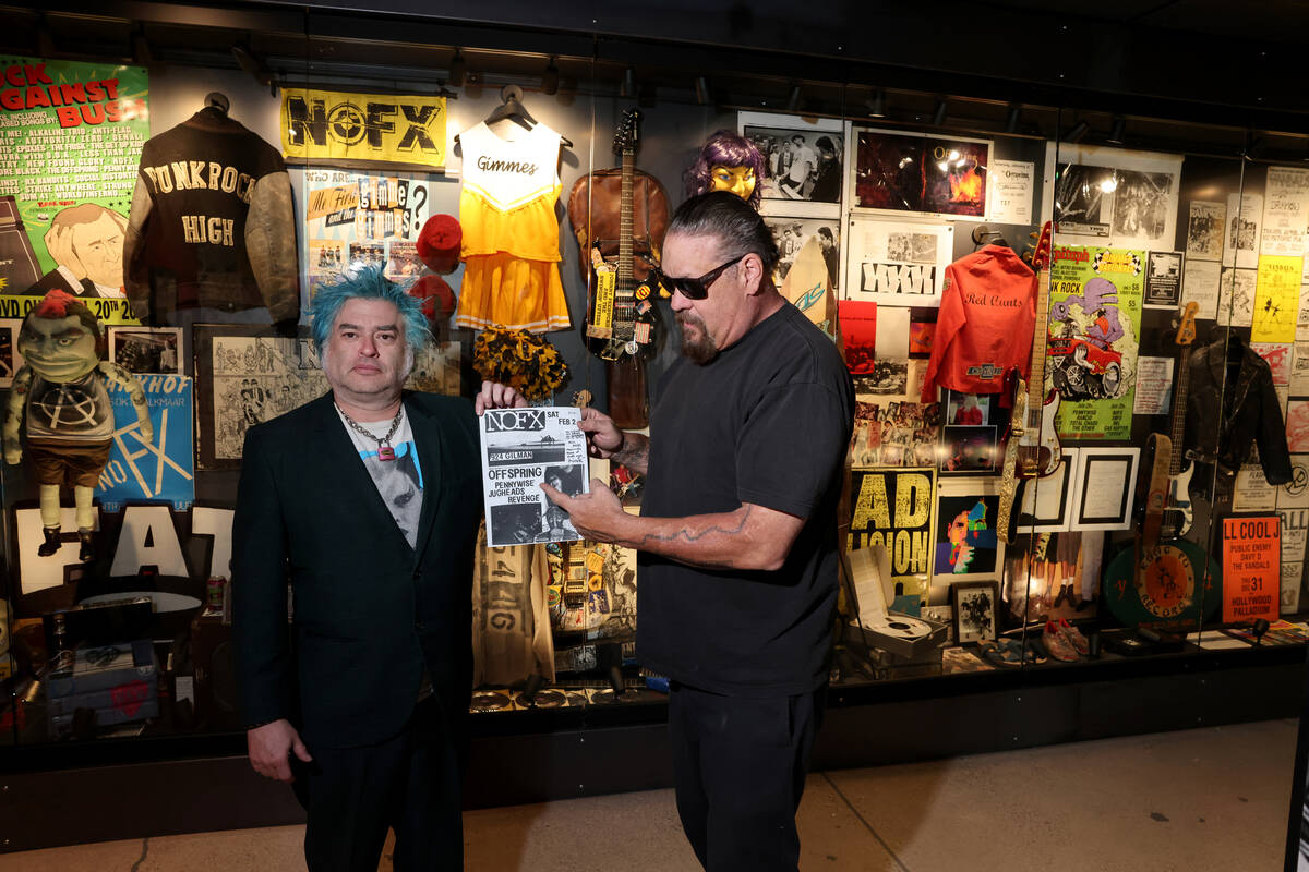“Fat” Mike Burkett, co-founder of The Punk Rock Museum, left, and Fletcher Dragge ...