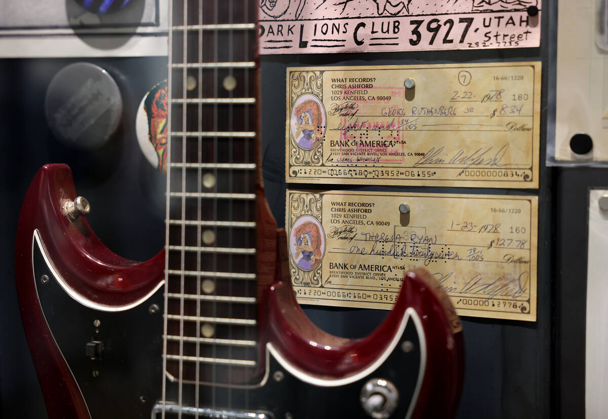 Germs guitarist Pat Smear’s first royalty check, for $8.34, on display in The Punk Rock ...