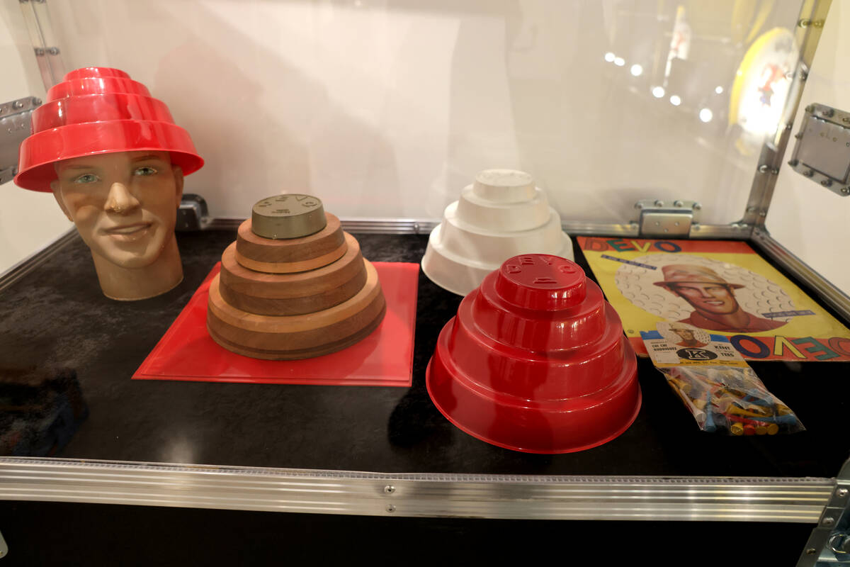 A hat mold for the band Devo on display in his The Punk Rock Museum in Las Vegas Friday, March ...