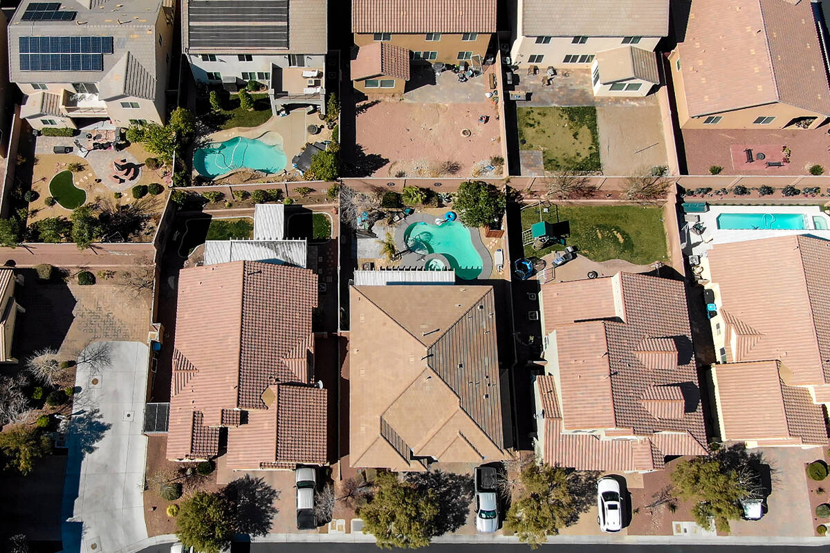 An aerial view of the Providence housing development near Knickerbocker Park in Las Vegas on Tu ...