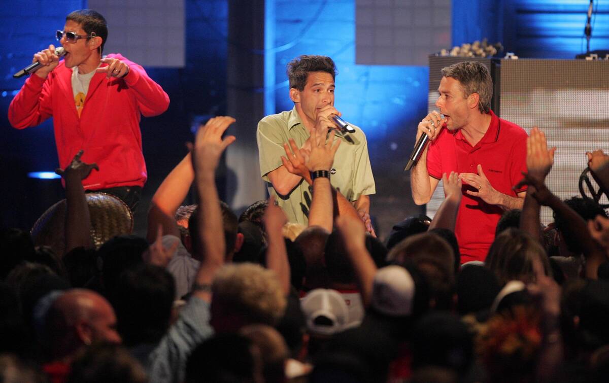 Members of the Beastie Boys, from left, Michael Diamond, Adam Horovitz and Adam Yauch perform a ...