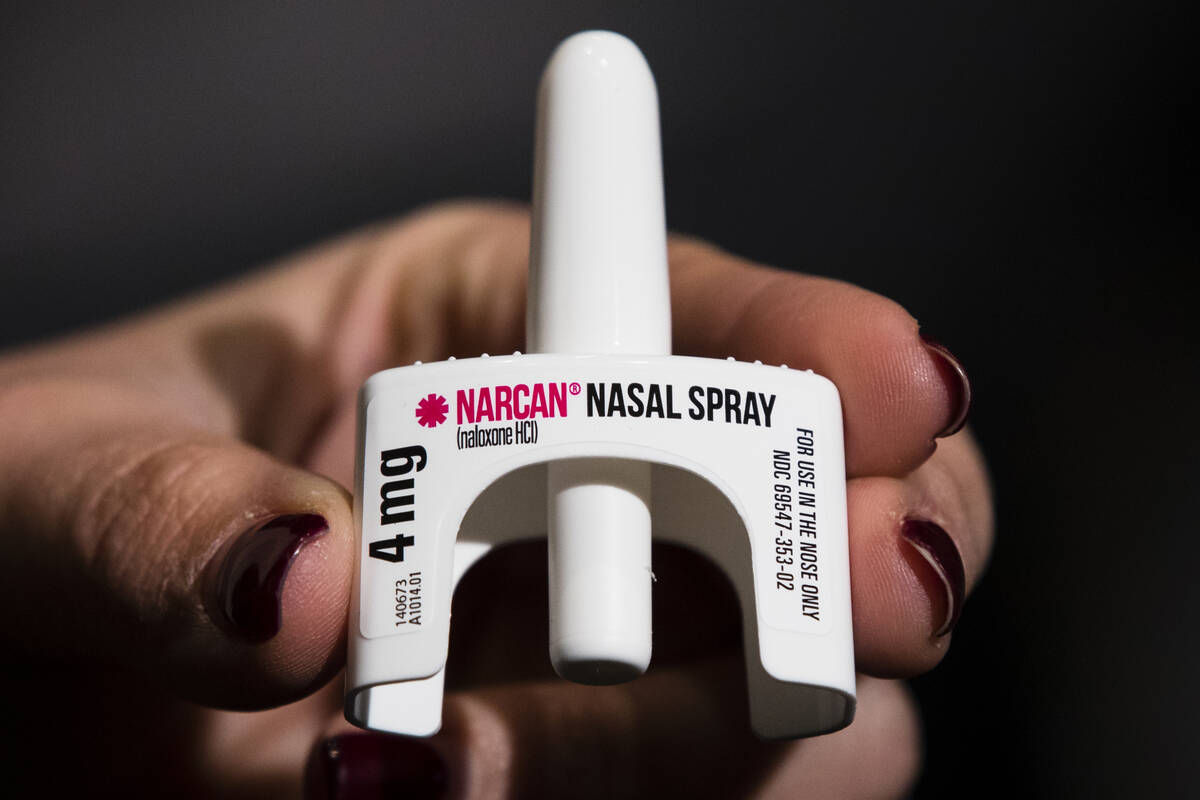 FILE - The overdose-reversal drug Narcan is displayed during training for employees of the Publ ...