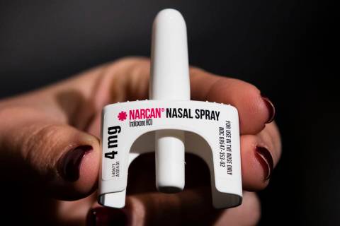 FILE - The overdose-reversal drug Narcan is displayed during training for employees of the Publ ...