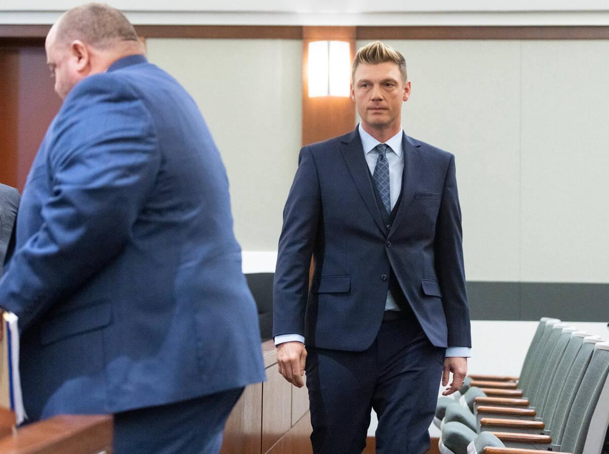 Nick Carter, a member of the Backstreet Boys, appears in court during a hearing at the Regional ...