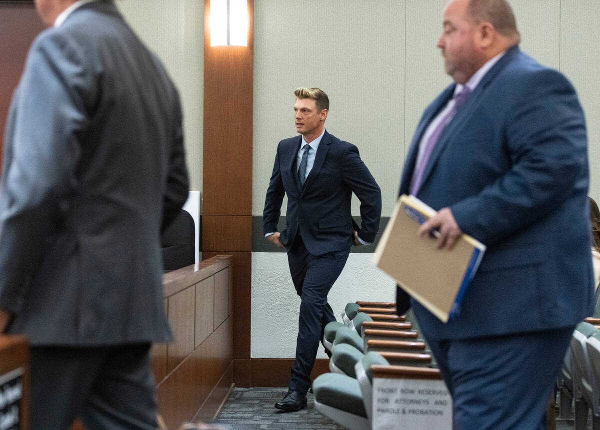 Nick Carter, a member of the Backstreet Boys, appears in court during a hearing at the Regional ...