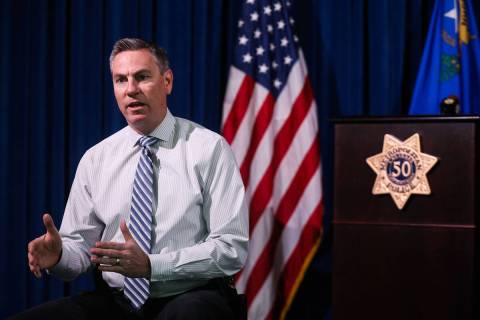 Metropolitan Police Department Lt. Jason Johansson speaks with the Review-Journal at Metro Head ...
