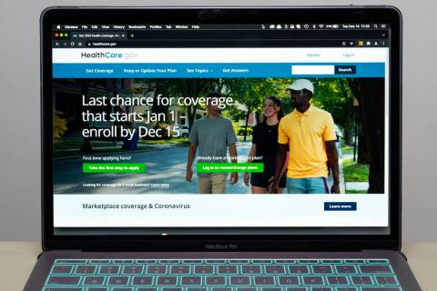 FILE - The healthcare.gov website is seen on Dec. 14, 2021, in Fort Washington, Md. A federal j ...