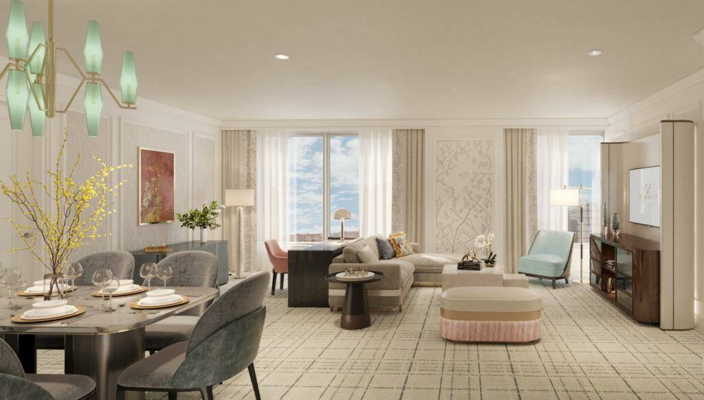 A rendering of the two-bedroom King suite in the Spa Tower of Bellagio. (Courtesy MGM Resorts I ...