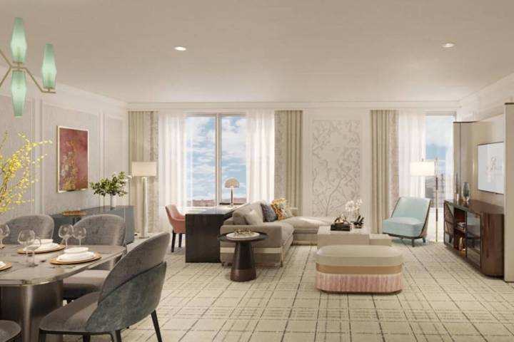 A rendering of the two-bedroom King suite in the Spa Tower of Bellagio. (Courtesy MGM Resorts I ...