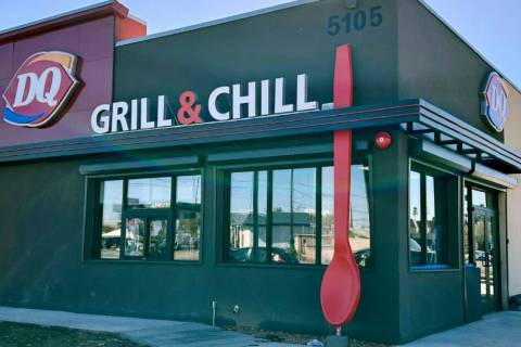 This Dairy Queen in Phoenix has a 15-foot-tall red spoon. (Raman and Puja Kalra via The AP)