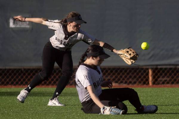 during a high school softball game at Faith Lutheran High school on Friday, March 31, 2023, in ...