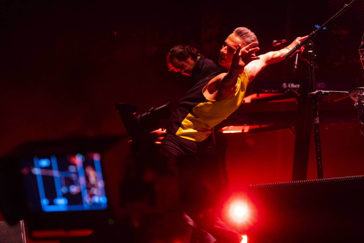 Dave Gahan of Depeche Mode performs at T-Mobile Arena on Thursday, March 30, 2023, in Las Vegas ...