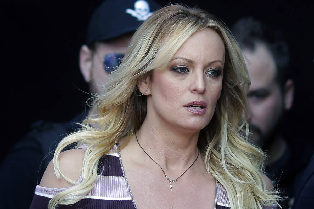 Adult film actress Stormy Daniels arrives at the adult entertainment fair "Venus" in Berlin in ...