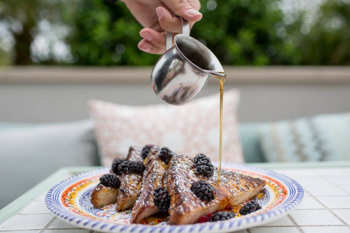Blackberry French toast for spring 2023 brunch at Bottiglia Cucina & Enoteca in Green Valley Ra ...