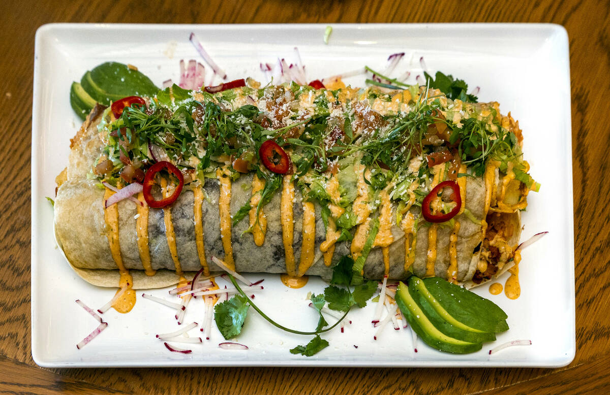 The 5-pound Dos Manos Burrito from Borracha Mexican Cantina in Green Valley Ranch on Wednesday, ...