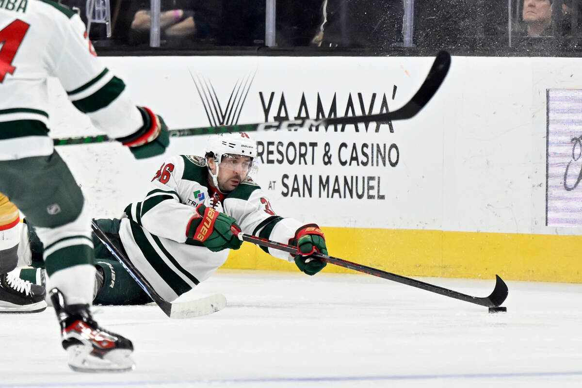 Minnesota Wild right wing Mats Zuccarello (36) reaches for the puck during the second period of ...