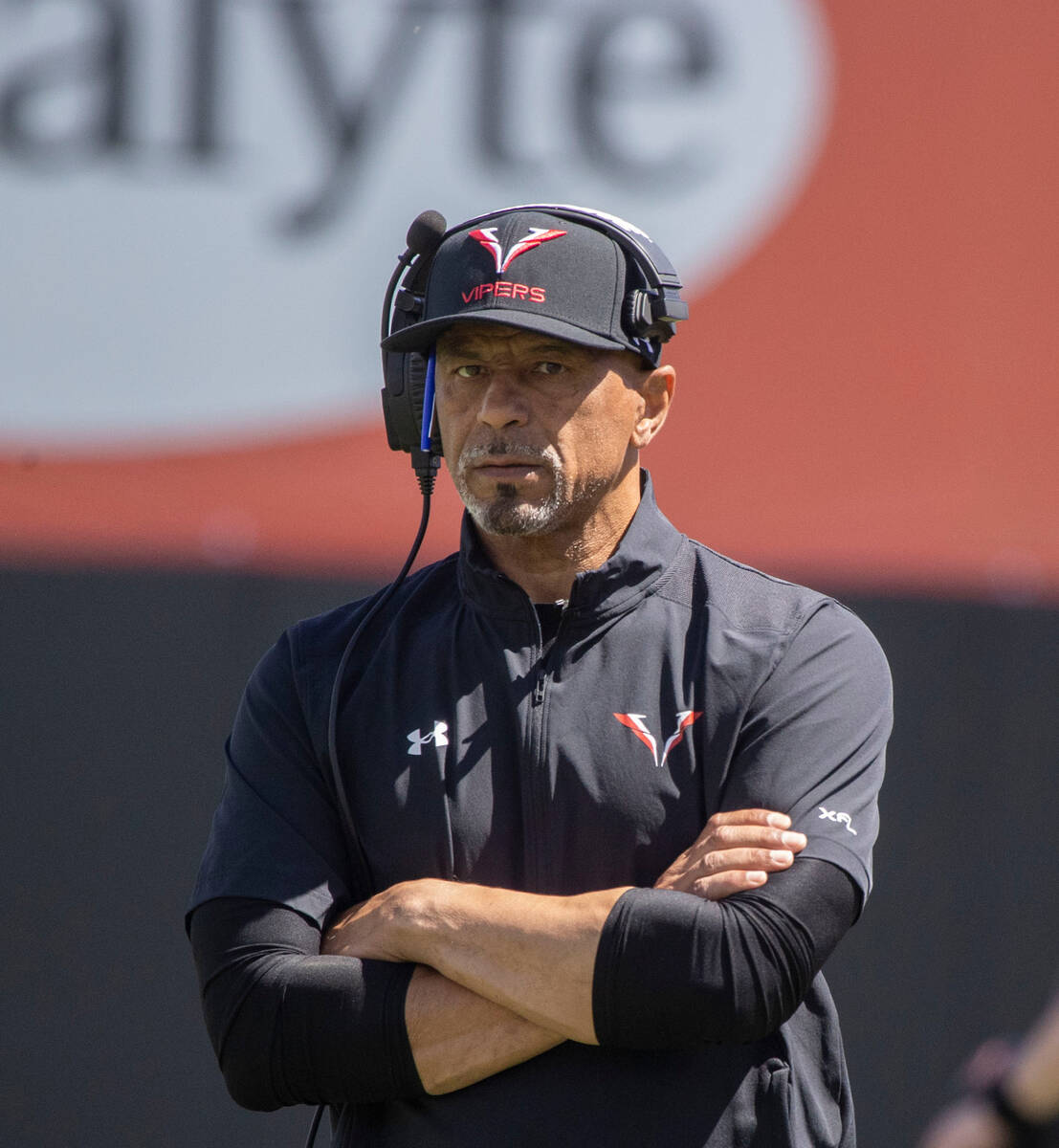 Vegas Vipers head coach Rod Woodson on the sideline during the first half of an XFL game agains ...