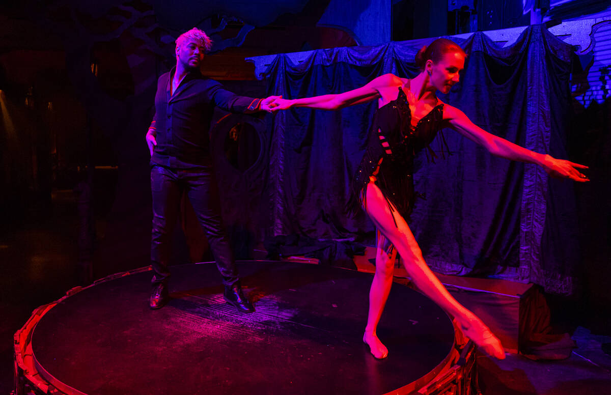 Mickael Bajazet, left, performs with Vlada Romanova in the The Seance Room at Lost Spirits Dist ...