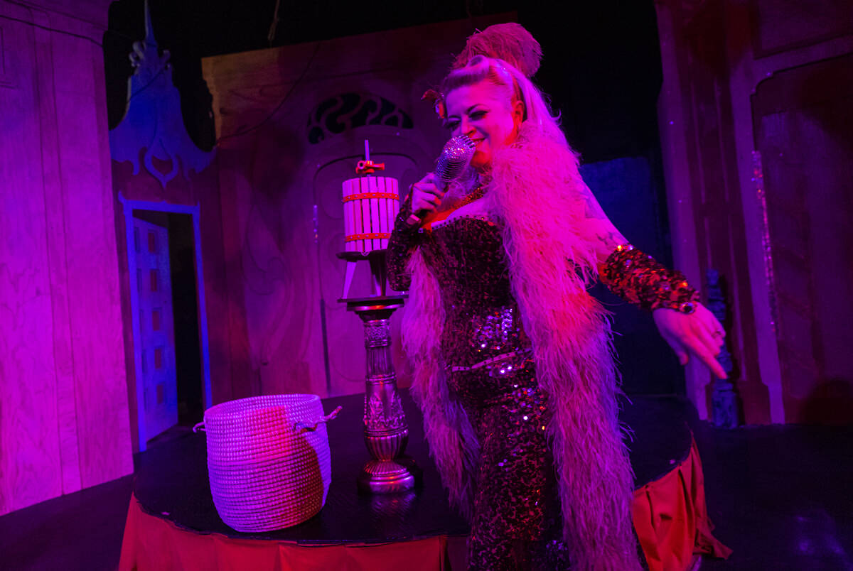 Cora Vette performs in the The Seance Room at Lost Spirits Distillery on Sunday, April 2, 2023, ...