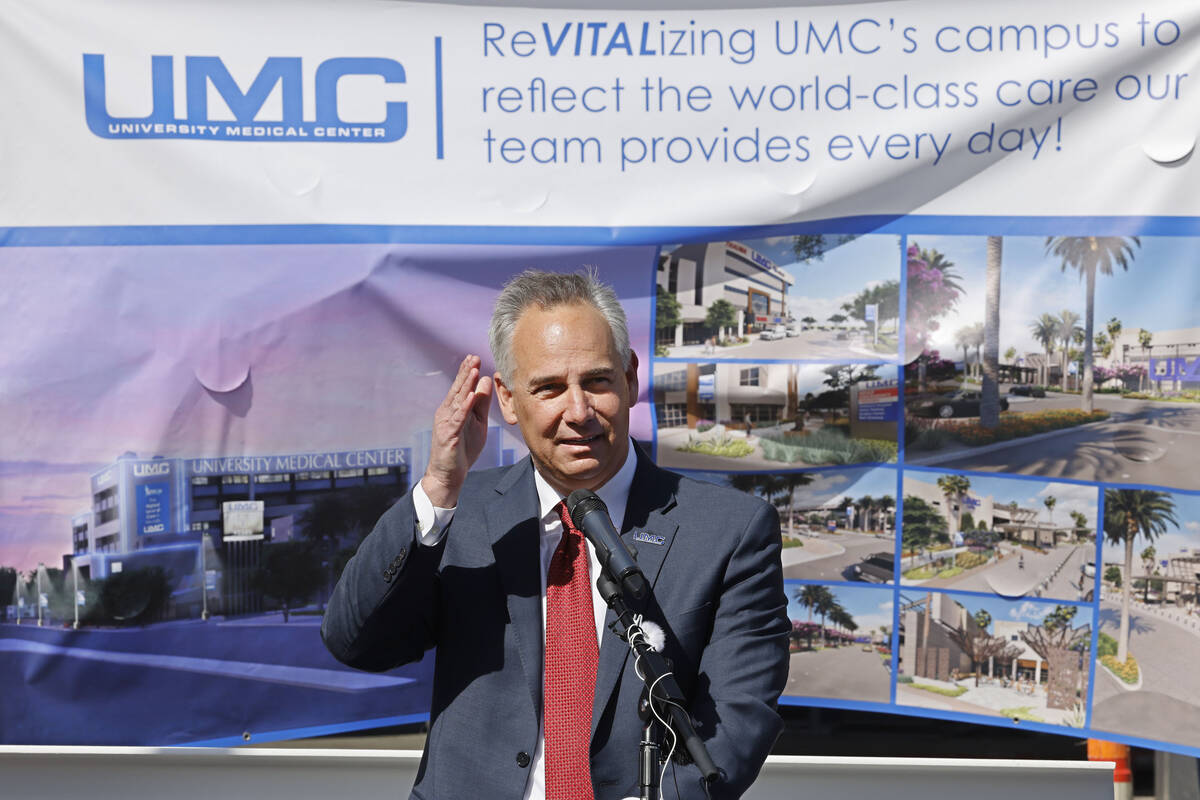 University Medical Center CEO Mason Van Houweling speaks during a groundbreaking ceremony for t ...