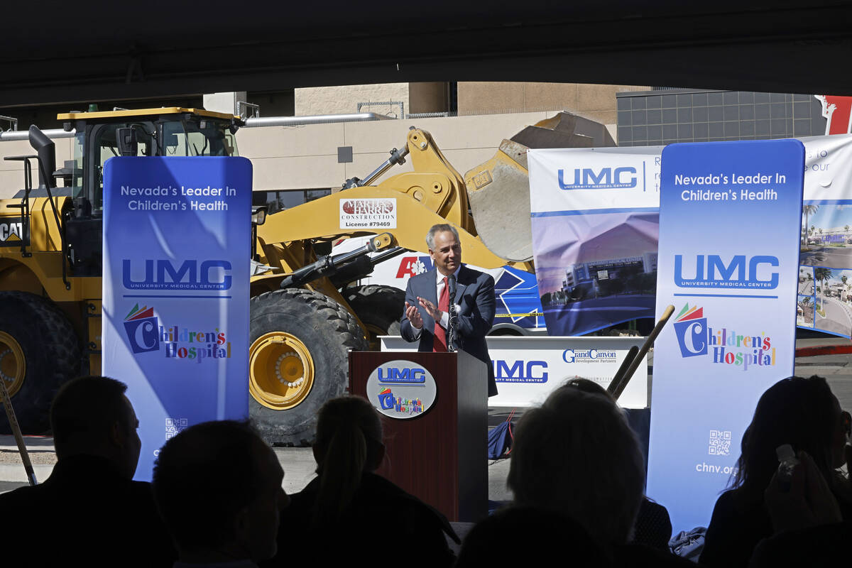 University Medical Center CEO Mason Van Houweling speaks during a groundbreaking ceremony for t ...
