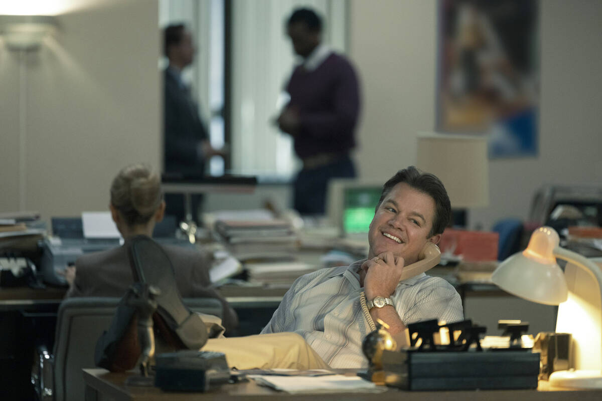 This image released by Amazon Prime Video shows Matt Damon as Sonny Vaccaro in a scene from "Ai ...