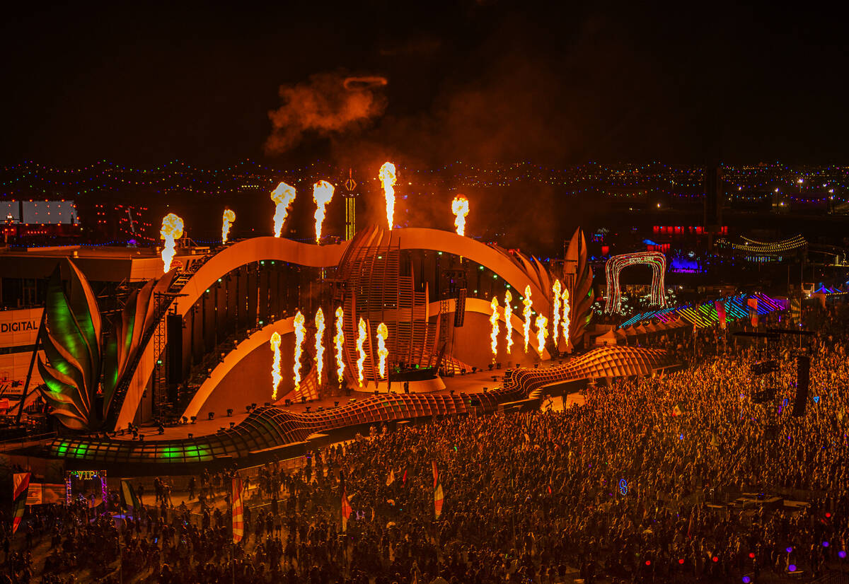The festival grounds are packed at the Electric Daisy Carnival in 2022 at Las Vegas Motor Speed ...