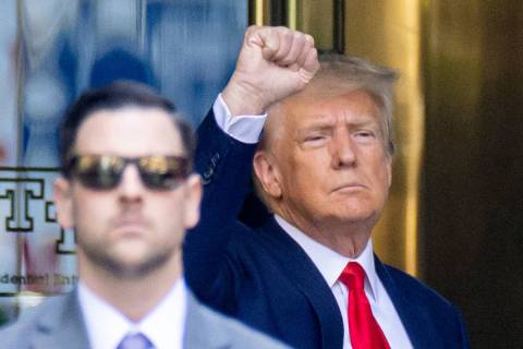 Former President Trump leaves Trump Tower for Manhattan Criminal Court in New York on Tuesday, ...