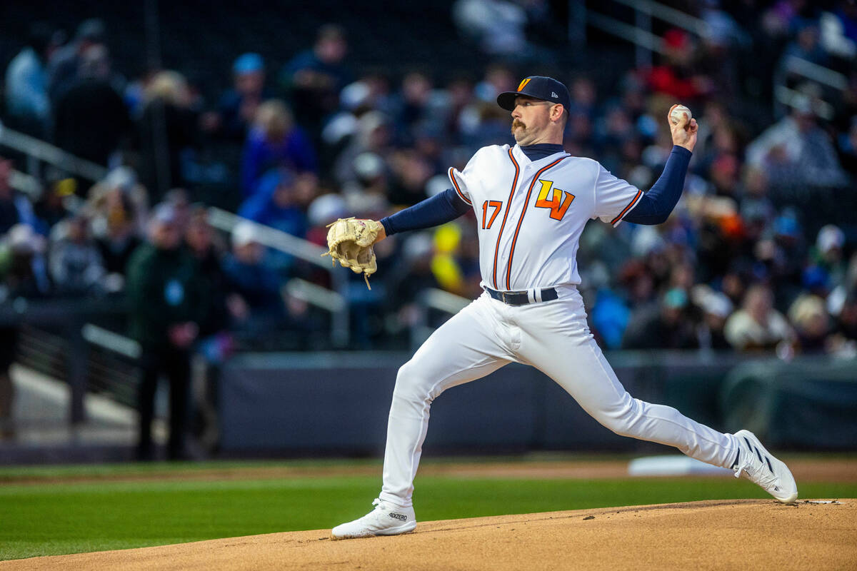 during the first inning of their minor league home opener at the Las Vegas Ballpark on Tuesday, ...