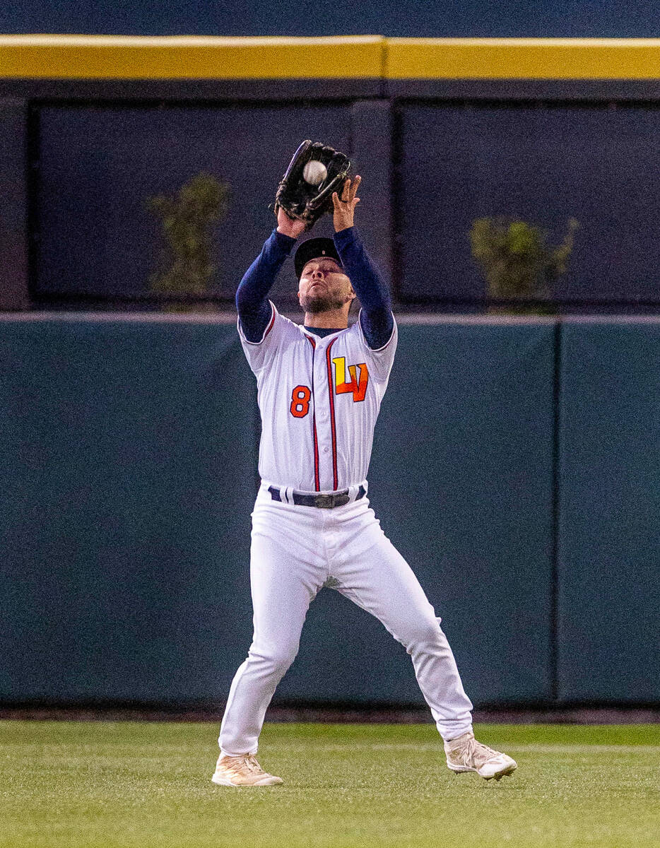 during the first inning of their minor league home opener at the Las Vegas Ballpark on Tuesday, ...