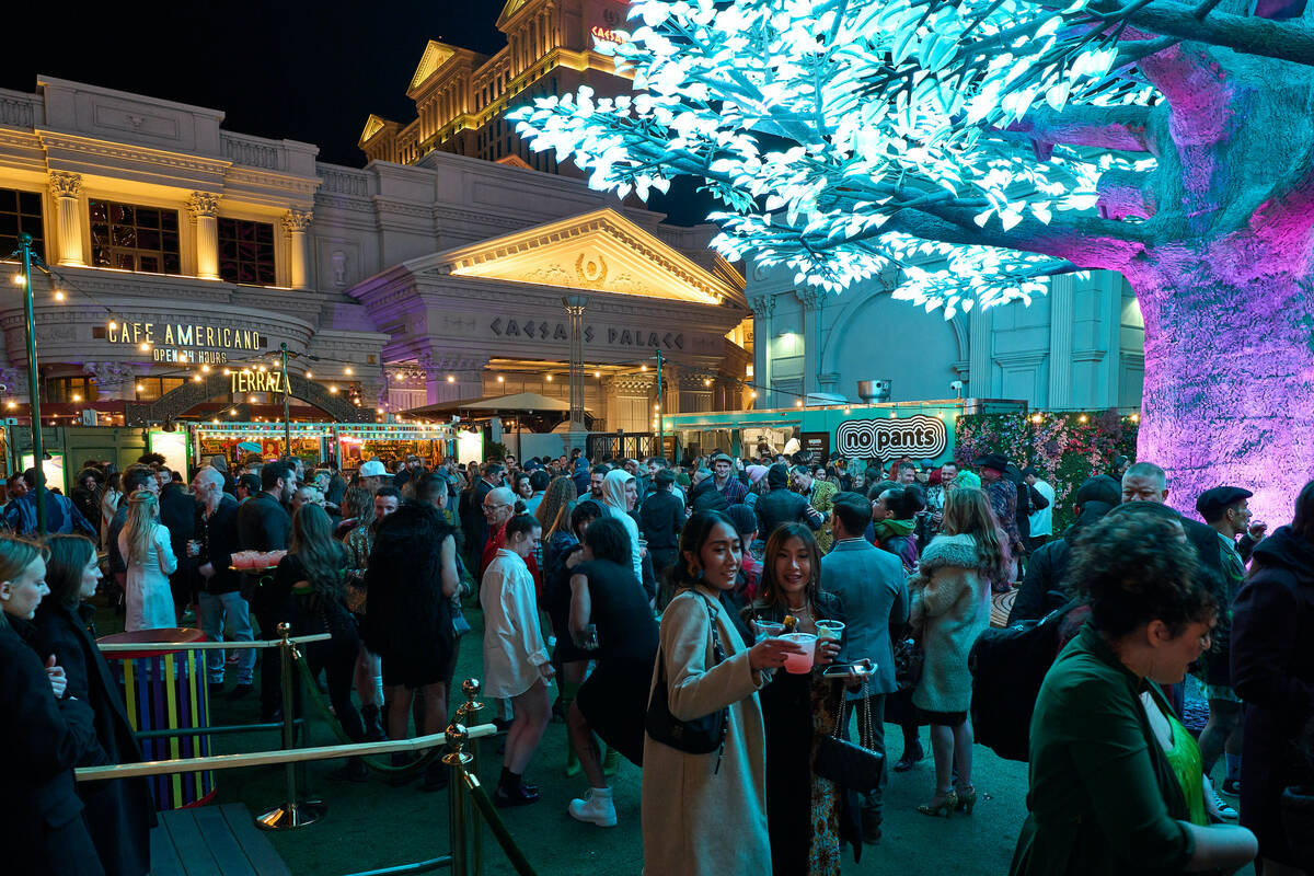 The No Pants party is in full flourish during "Absinthe's" 12th anniversary at Caesars Palace o ...