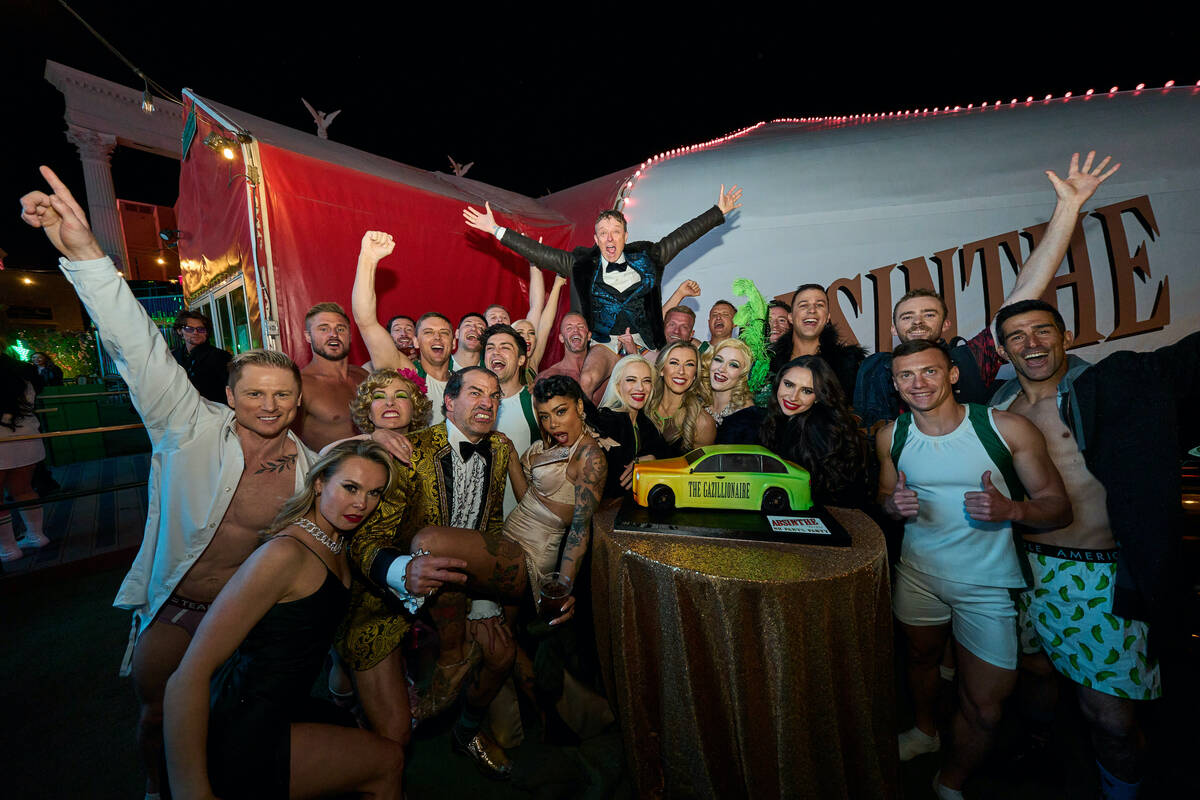 Team Spiegelworld is shown during the No Pants Party during "Absinthe's" 12th anniversary at Ca ...
