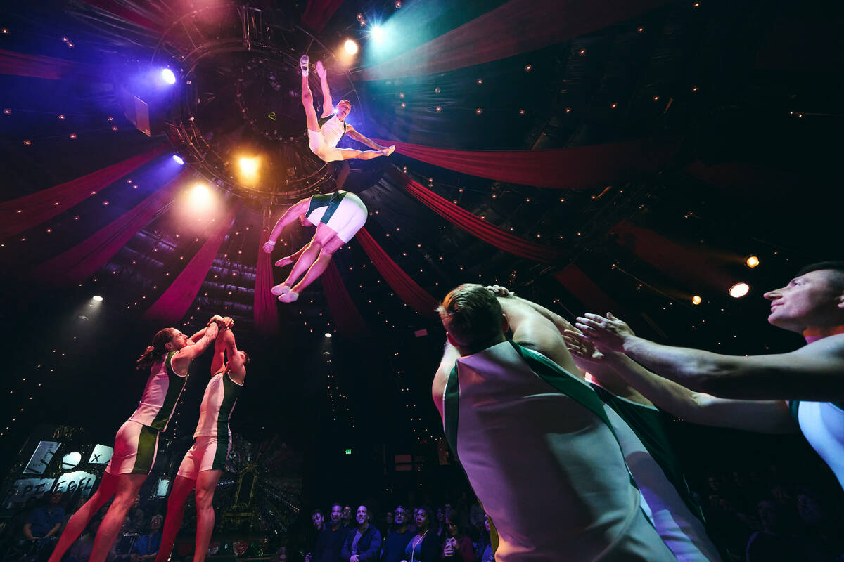 The Lost Souls acrobatic team performs during "Absinthe's" 12th anniversary at Caesars Palace o ...