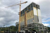A new housing tower is seen under construction in Honolulu on March 27, 2023. (AP Photo/Audrey ...