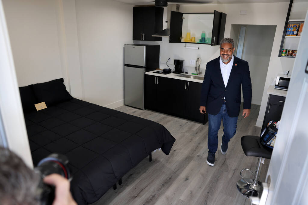 U.S. Rep. Steven Horsford, D-Nev., checks out a room in the BETterment Community at the former ...