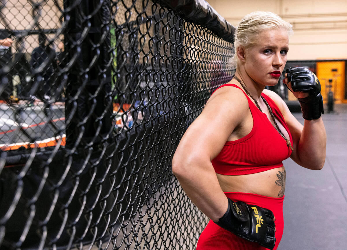 Olena Kolesnyk, a Pro MMA fighter from Ukraine, poses for a photo at Xtreme Couture Mixed Marti ...