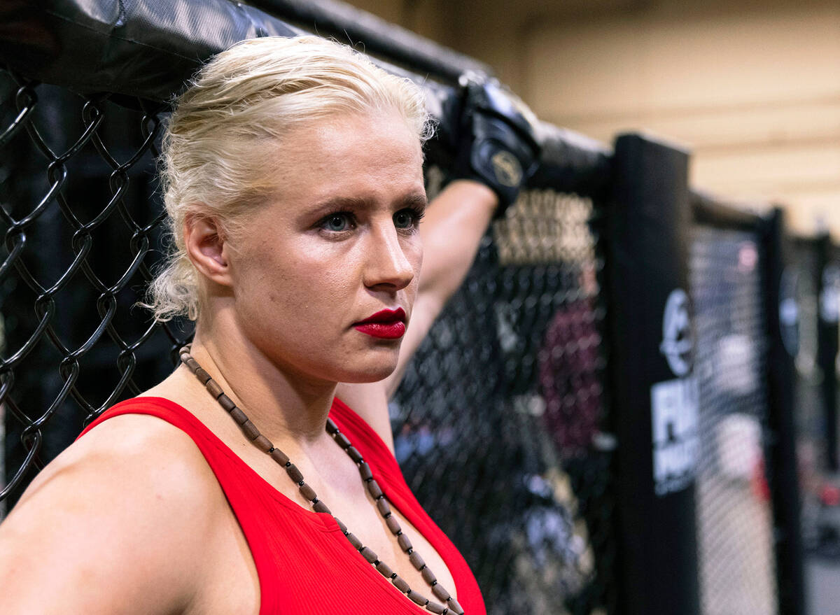 Olena Kolesnyk, a Pro MMA fighter from Ukraine, poses for a photo at Xtreme Couture Mixed Marti ...