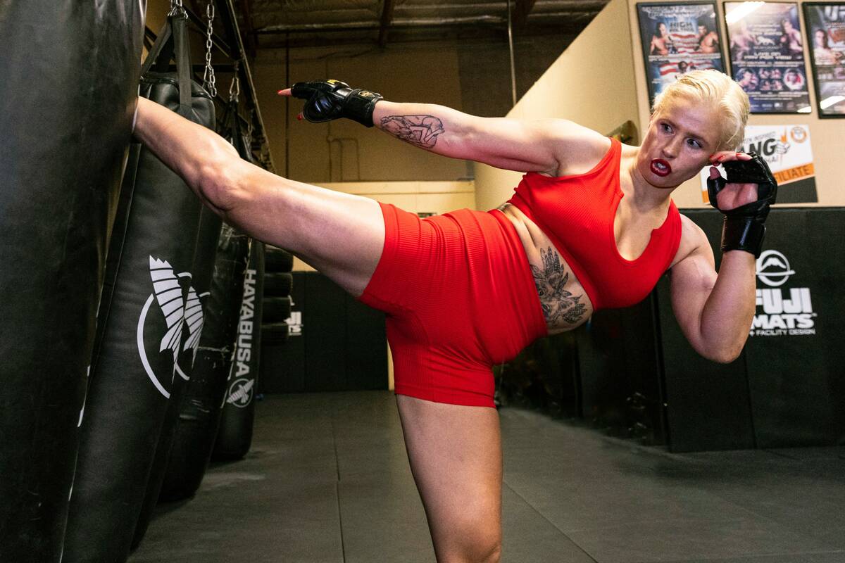 Olena Kolesnyk, a Pro MMA fighter from Ukraine, trains at Xtreme Couture Mixed Martial Arts tra ...