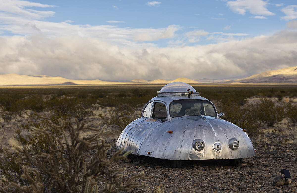 An art car from Burning Man is seen in Nipton, Calif., a small desert town purchased by enterta ...