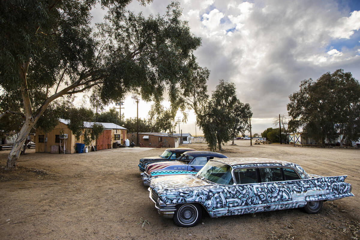 Vintage cars are pictured in Nipton, Calif., a small desert town purchased by entertainment com ...