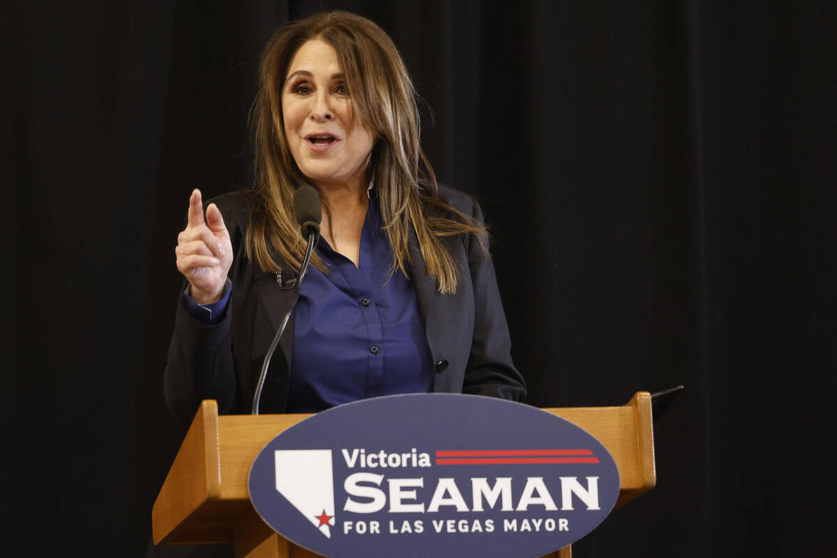 Las Vegas Councilwoman Victoria Seaman speaks during a news conference in February 2023 in Summ ...