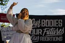 Elle Hope performs during a pro-abortion in 2022 at Sunset Park in Las Vegas. (Benjamin Hager/L ...