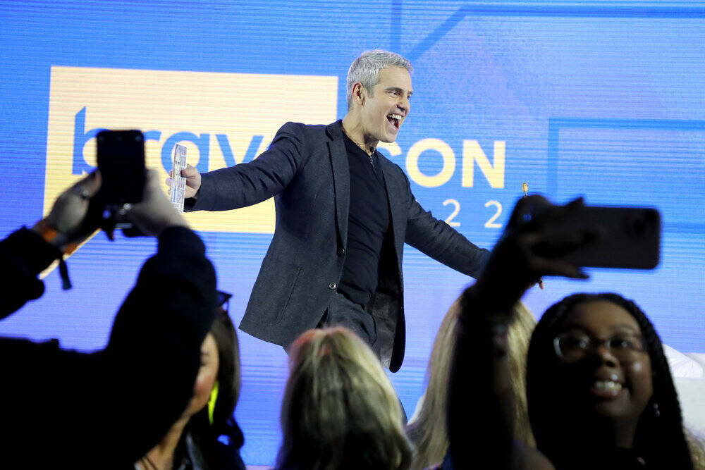 Andy Cohen is seen at a panel discussion during BravoCon in 2022. (Astrid Stawiarz/Bravo)