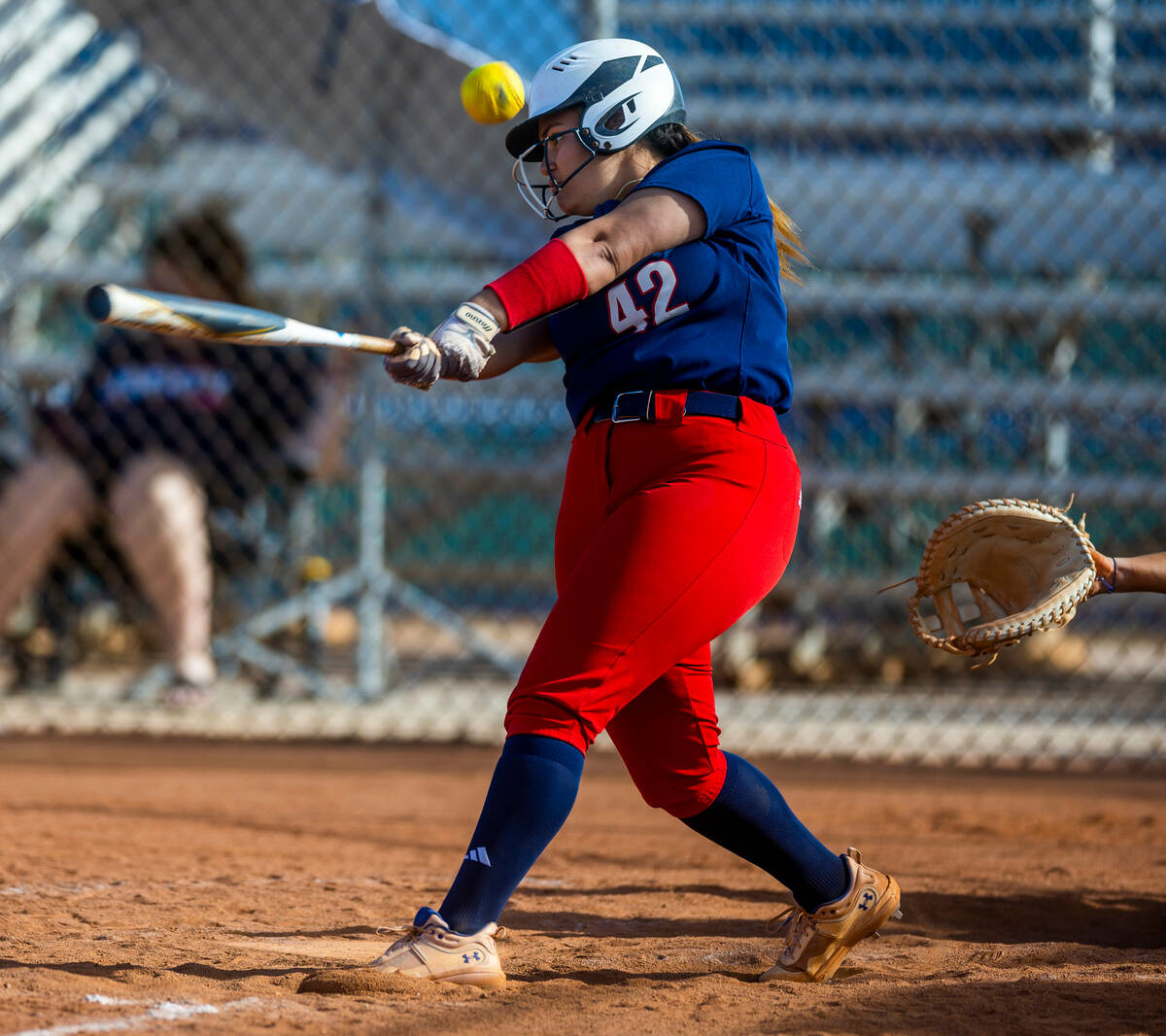 Liberty batter Teja-Marie Ruff-Salas looks to follow up on a grand slam in the fourth inning ag ...
