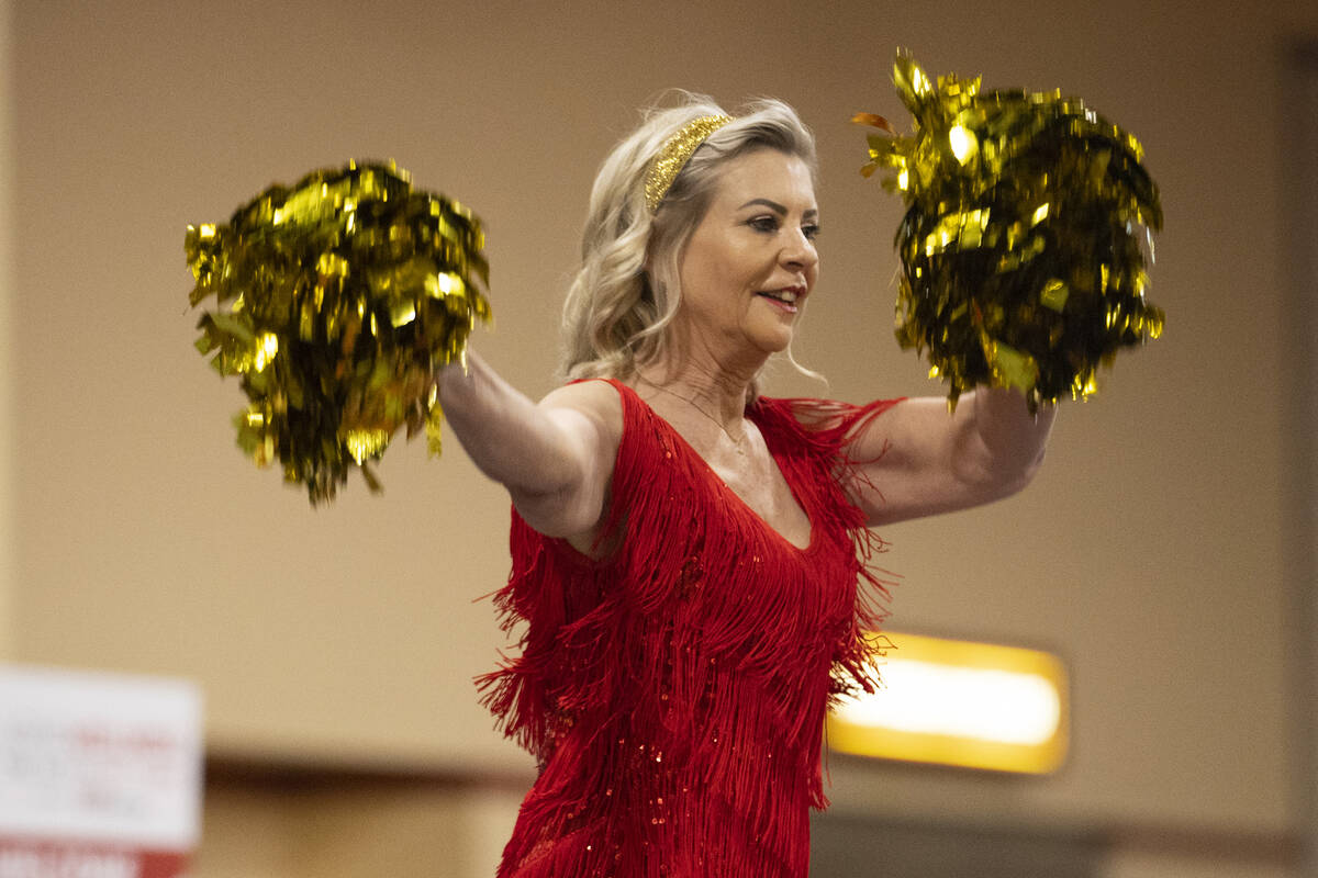 Teresa Kettle, a member of the Vegas Golden Gals, performs with the senior pompom squad, during ...