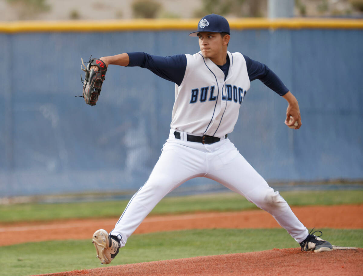 Centennial's pitcher Erik Mejia (25) delivers during the seventh inning of a baseball game agai ...