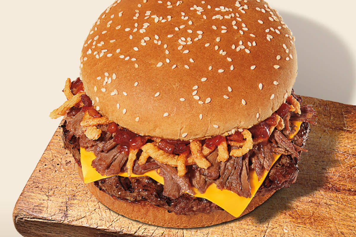 Starting April 17, 2023, Burger King is testing its new Bacon Jam Brisket Whopper for a limited ...