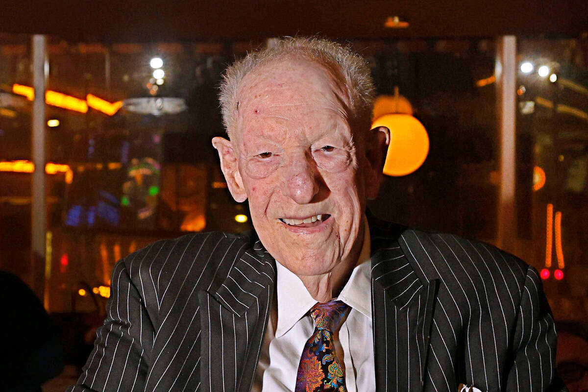 Oscar Goodman poses for a photo before the Oscar's Dinner Series, Wednesday, Feb. 8, 2023, at O ...