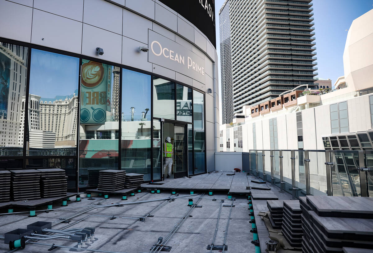 The patio of Ocean Prime, a seafood and steakhouse, at the mixed-use 63 at CityCenter in Las Ve ...
