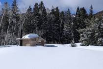 Snow conditions at Baker Creek Trailhead in Great Basin National Park on Saturday, April 1, 202 ...